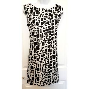 Black and white Geometric cotton shift dress sleeveless size L NWOT